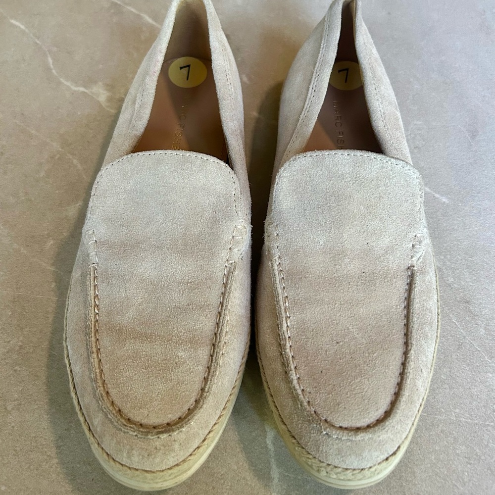 Marc Fisher Light Gray Suede Espadrilles Loafers - Picture 3 of 5